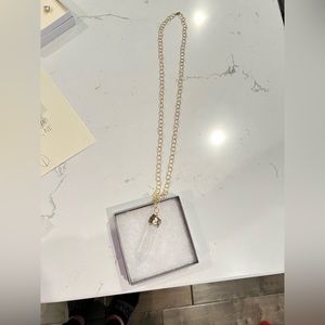 Crystal and gold plated chain necklace 20” long